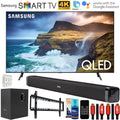 QN65Q70RAFXZA 65 inch Q70 QLED Smart 4K UHD TV 2019 Model Bundle with 60W Soundbar with Subwoofer, 2x HDMI Cable, 6-Outlet Surge Adapter, Flat Wall Mount Kit and Screen Cleaner