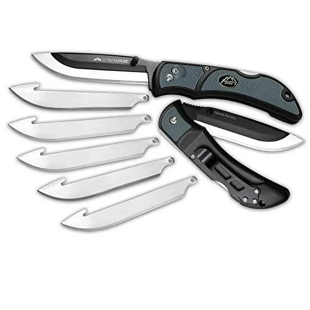 Outdoor Edge RLY50C Razor-Lite EDC 3.5" 420J2 Stainless Steel Drop Point Tanto Polymer ebony, Gray Inserts