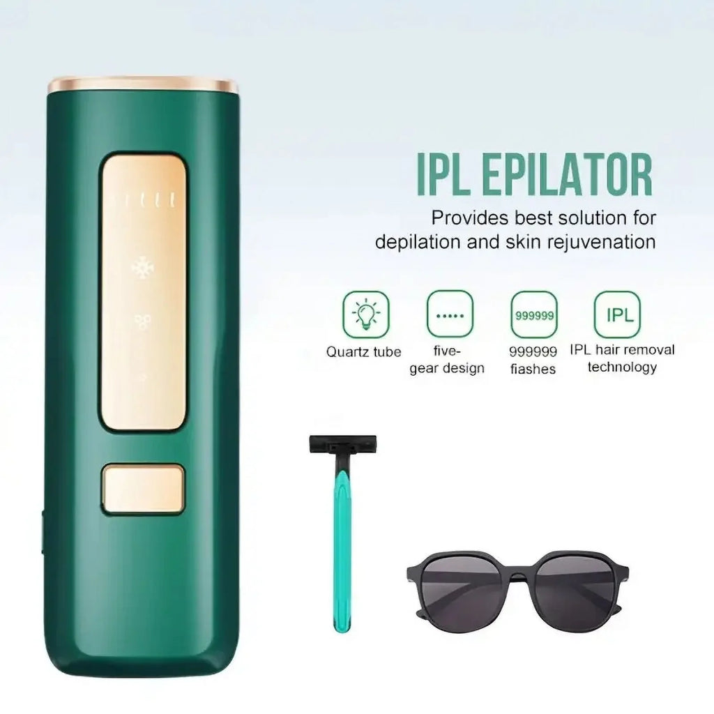 VQJTCVLY Laser Hair Removal, Painless Laser Hair Removal, Nearly Painless, Flawless Facial Hair Remover, Long-Lasting Result Safe for Reducing in Hair Growth for Body & Face, Green