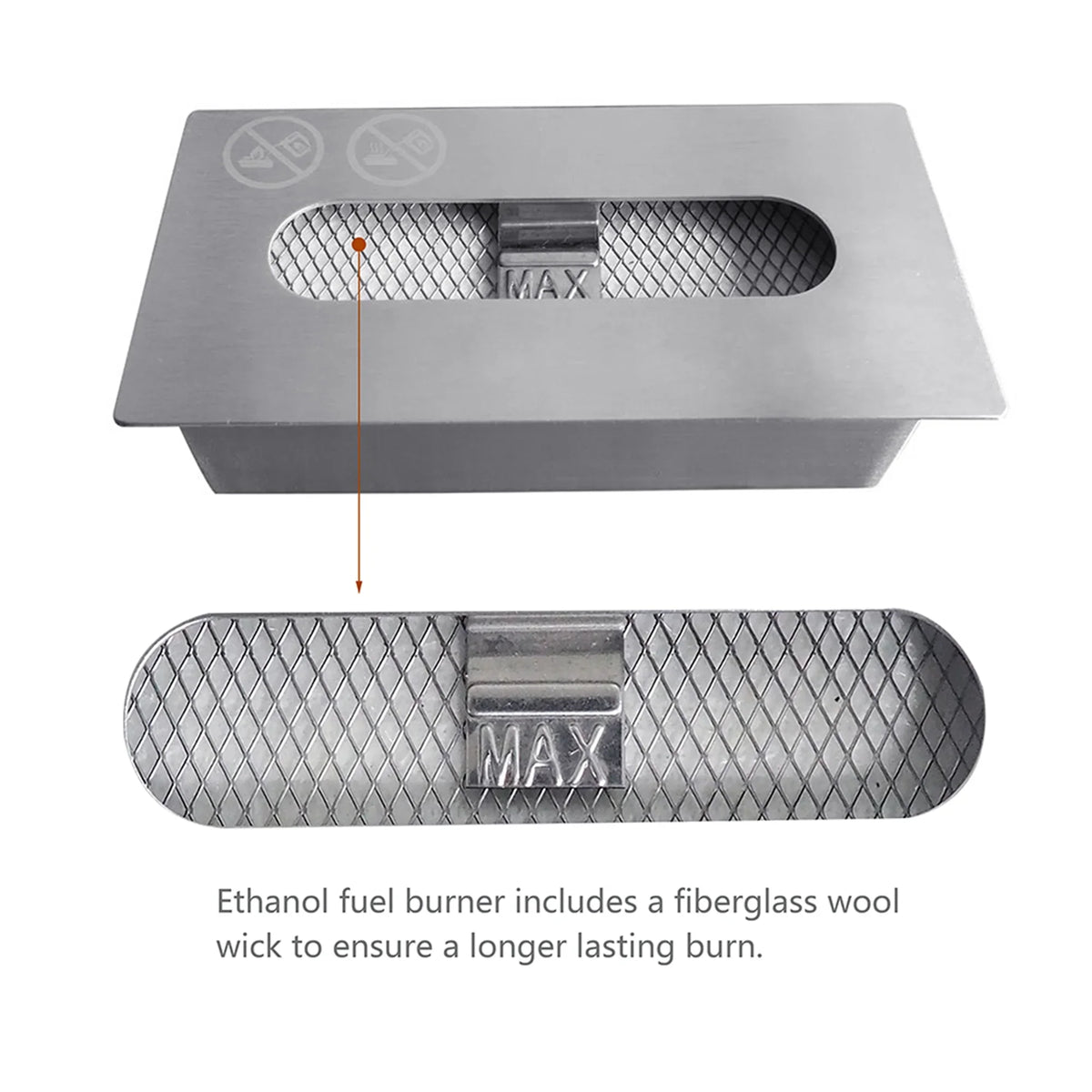 Skypatio 13.98''L x 7.1'' W x 8''H Metal Bio Ethanol Ventless Outdoor Tabletop Fireplace with Flame Guard