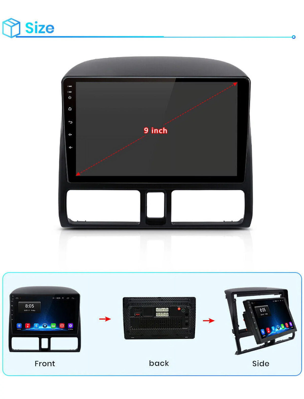 AWESAFE Car Stereo Radio for Honda CRV 2001 2002 2003 2004 2005 2006,2+32GB 9 1 inch Touch Screen with Wireless Carplay Android Auto GPS Navigator Bluetooth WiFi FM Radio Mirror Link
