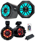 (2) Memphis Audio GEN65FE Pods+LED Tower Speakers+Amp For 2016+ Polaris General