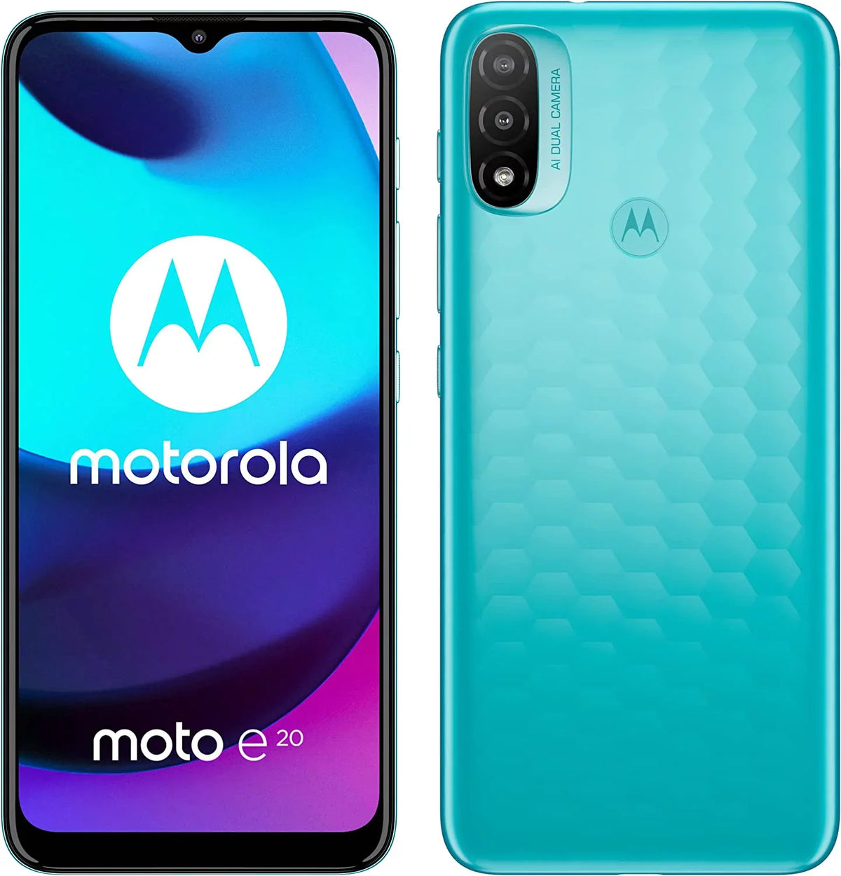 Moto E20 2021 (32GB+2GB) 4G LTE 6.5" Dual SIM GSM Unlocked International Model XT2155 Dual Camera (NOT Verizon Boost Sprint At&T Cricket) (Coastal Blue)