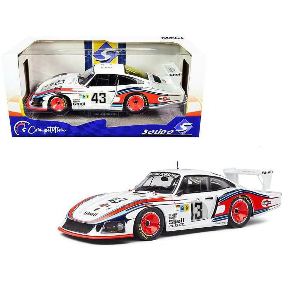 43 Manfred Schurti Rolf Stommelen Martini Racing Porsche System 24H. Solido  Series 1-18 Diecast Model Car for Porsche 935 Right Hand Drive Moby Dick No
