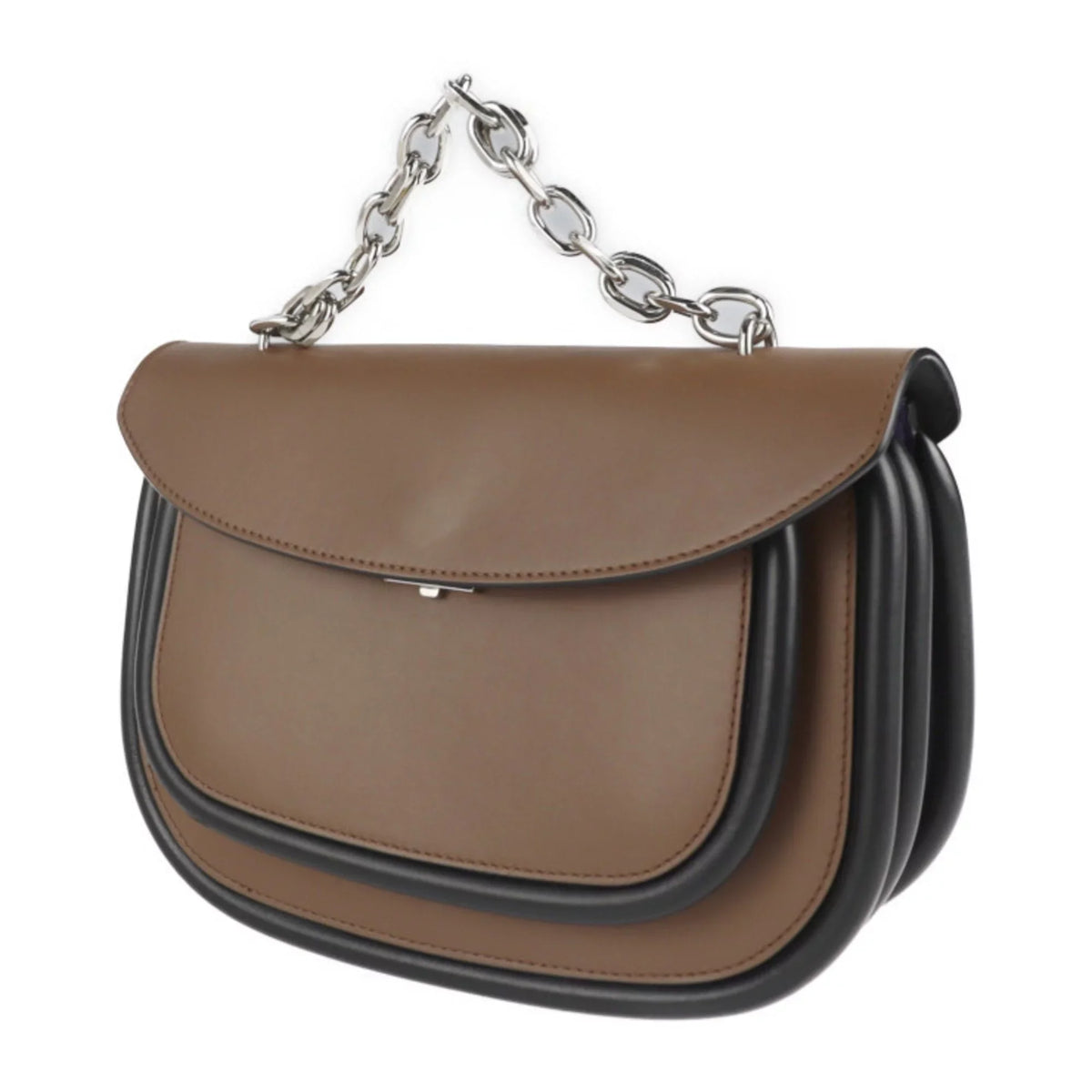 Pre-Owned MARNI Maruni shoulder bag SBMPZ12Q01 leather brown ebony 2WAY 3WAY handbag messenger shopping tote chain (Good)