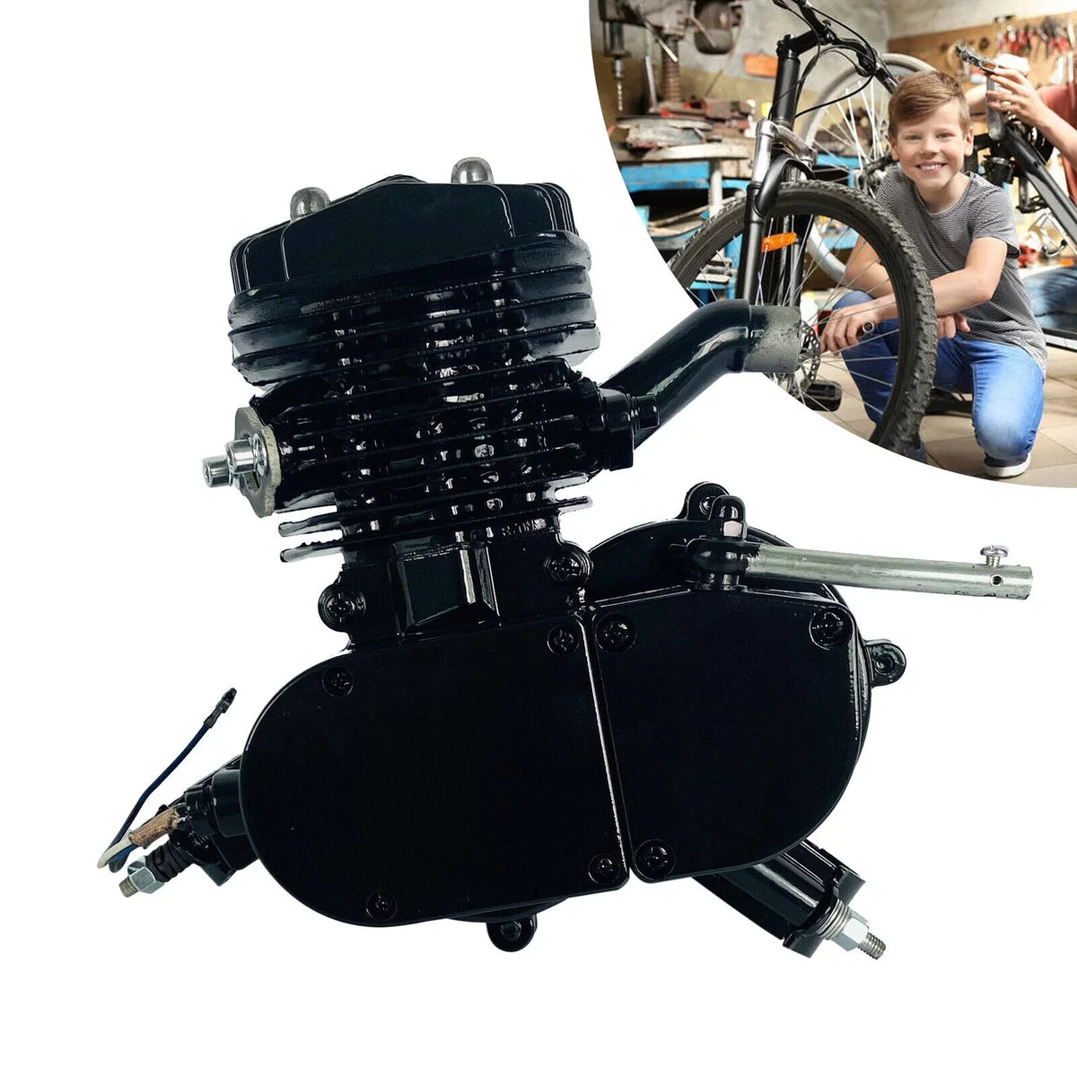 Miumaeov 80cc 2-Stroke Full Assembled Motorized Bike Bicycle Motor Petrol Gas Engine Single Cylinder Air-Cooled dark