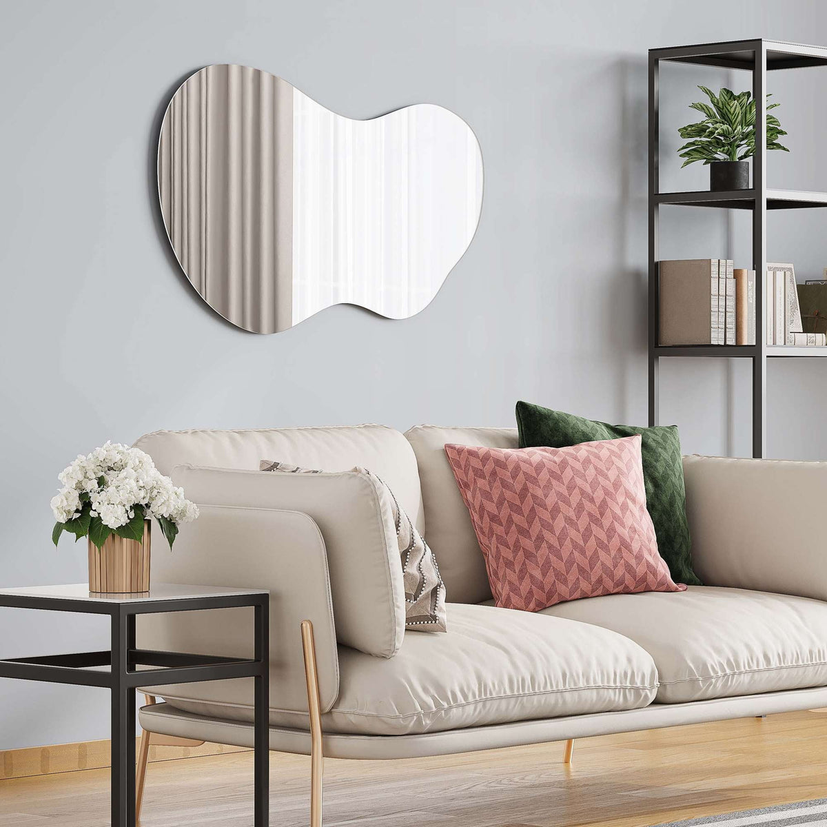 24" x 36" Asymmetrical Irregular Wall Mirror - Hotel Quality Craftsmanship with Abstract Frameless Shape - HD Clarity Reflection - Mount from Multiple Directions by Barnyard Designs