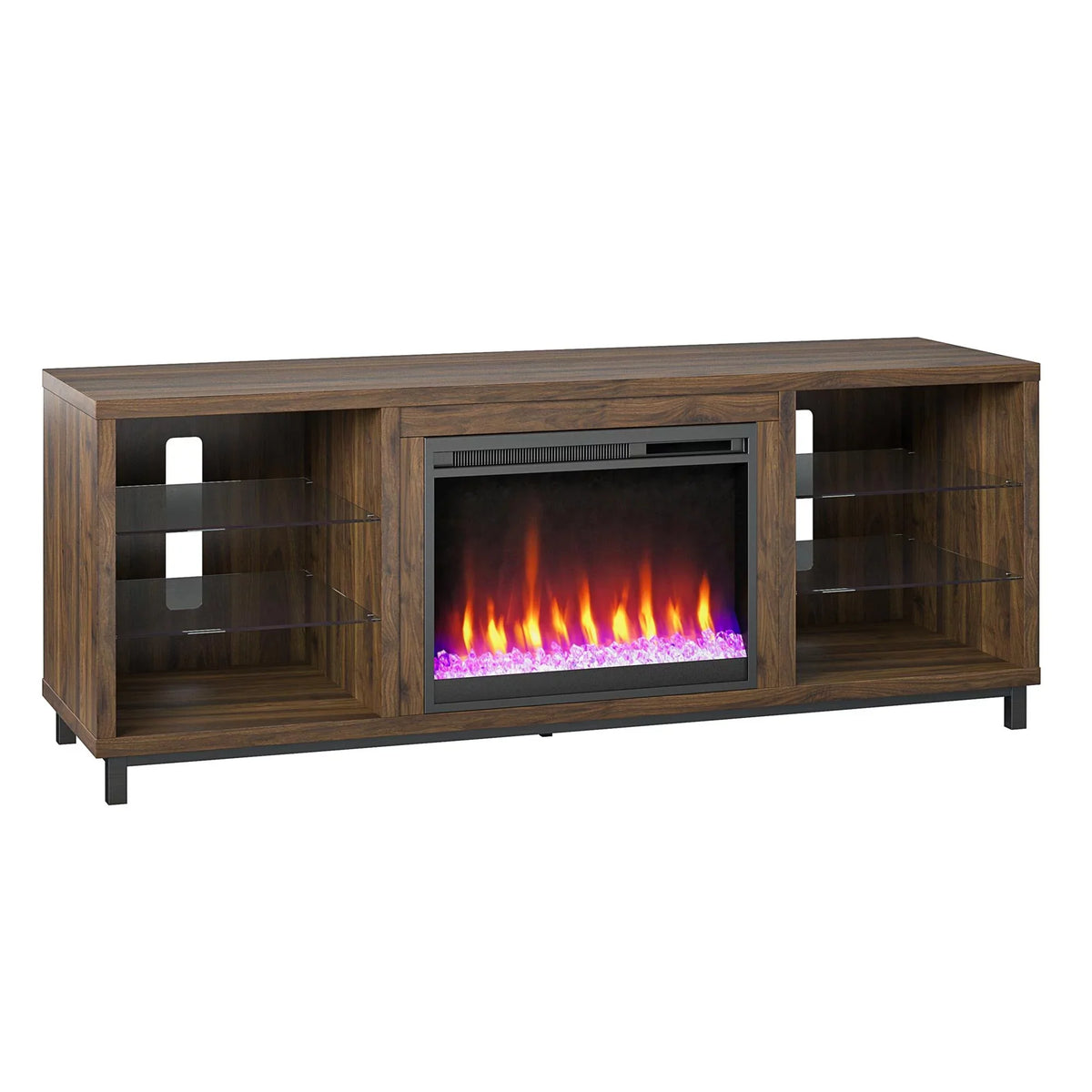 Ameriwood Home Lumina Deluxe Fireplace TV Stand for TVs up to 70" in dark