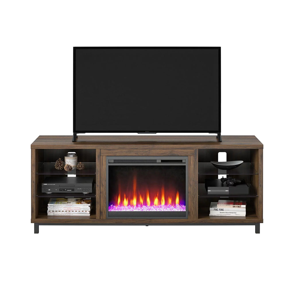 Ameriwood Home Lumina Deluxe Fireplace TV Stand for TVs up to 70" in dark