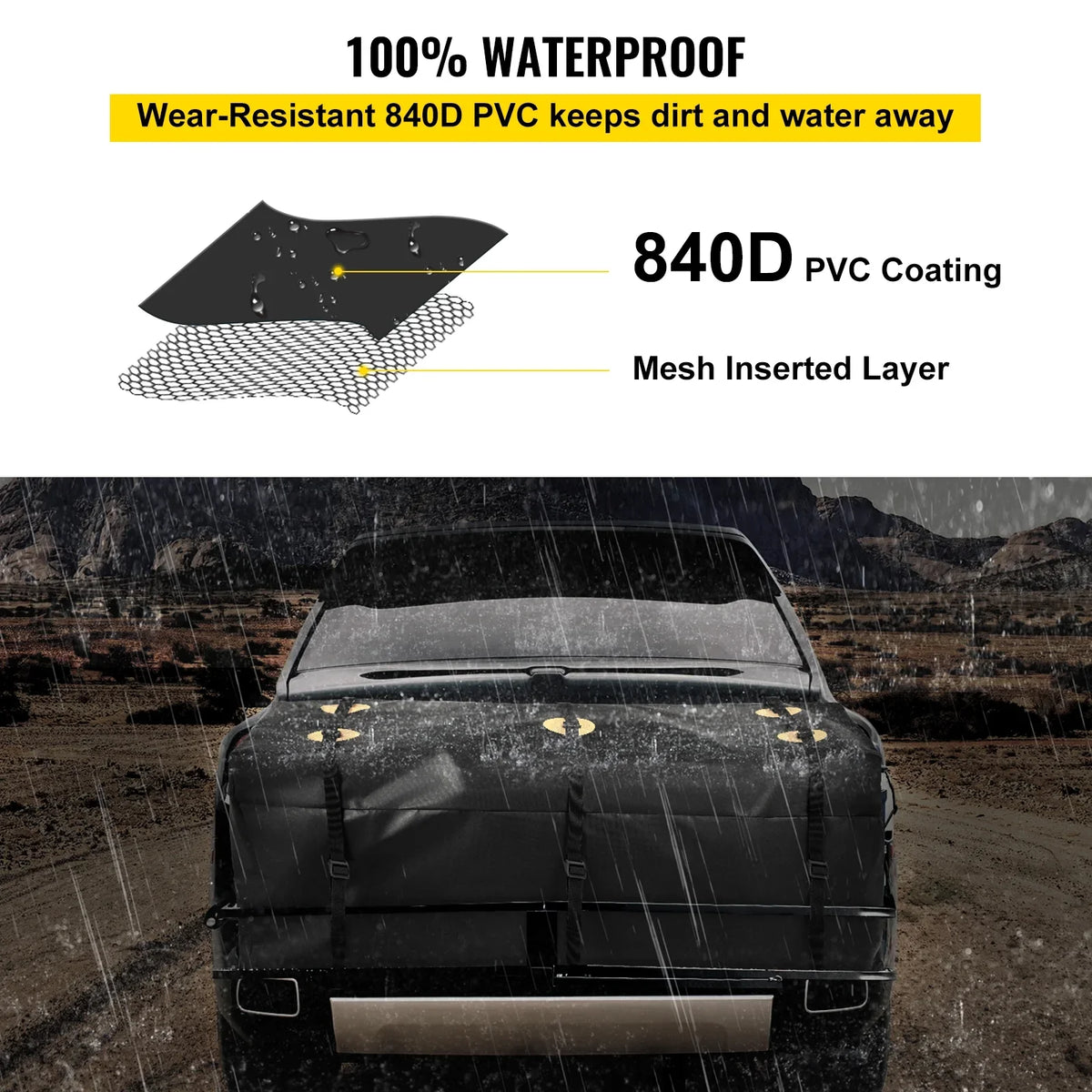 BENTISM Hitch Cargo Carrier Bag, Waterproof 840D polyvinyl chloride, 48"x20"x22" (12 Cubic Feet), Heavy Duty Cargo Bag for Hitch Carrier with Reinforced Straps, Fits Car Truck SUV Vans Hitch Basket
