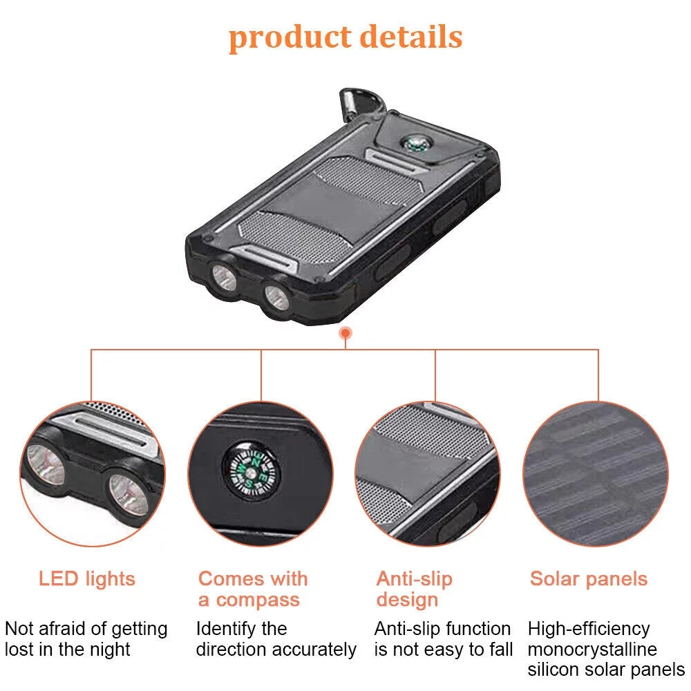 Super 90000000mAh USB Portable Charger Solar Power Bank For Cell Phone dark US