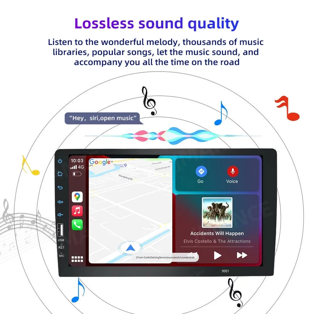 JMANCE MP5  Carplay Android Auto Car Audio GPS 9" Single Din FM Radio with Camera
