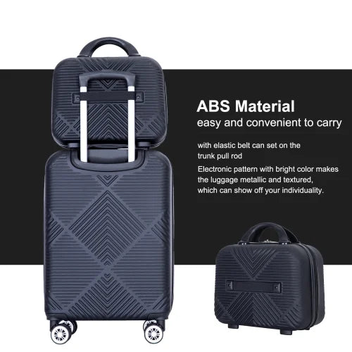 Zateety 2Piece Luggage Sets ABS Lightweight Suitcase , Spinner Wheels, ebony