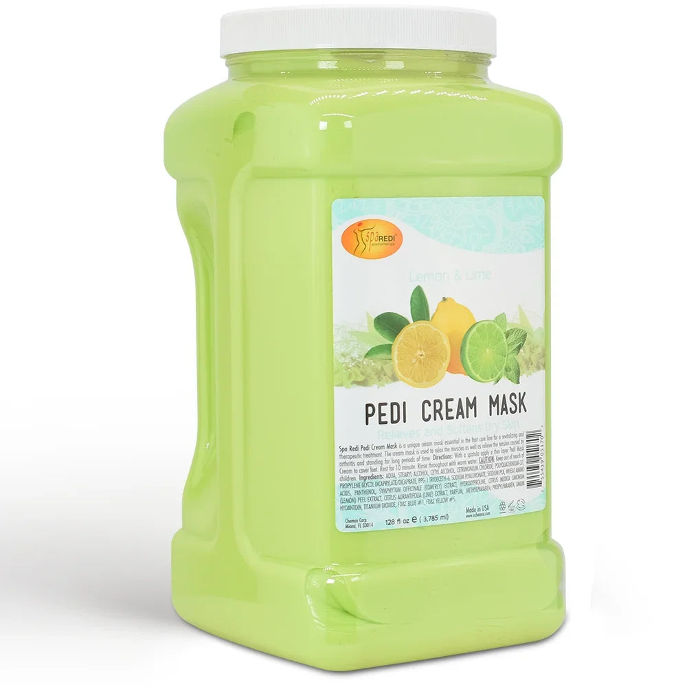 SPA REDI - Body and Foot Cream Mask, Lemon, 128 Oz - Pedicure Massage for Tired Feet and Body, Hydrating, Fresh Skin - Infused with Hyaluronic Acid, Amino Acids, Panthenol, Comfrey Extract