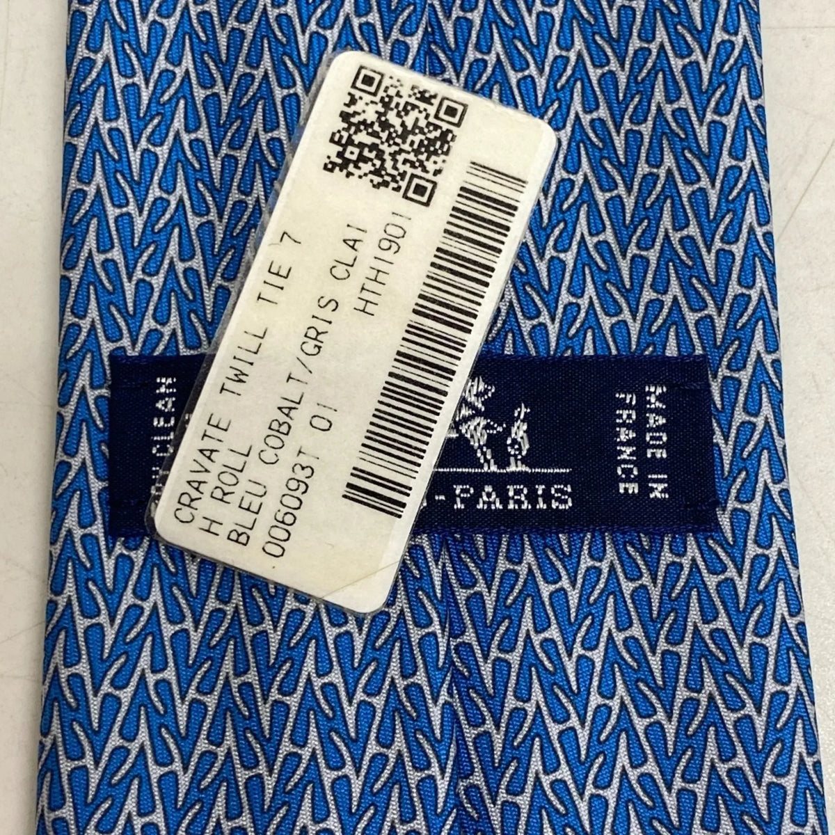 Pre-Owned HERMES H-roll necktie, blue, men's Z0006122 (Like New)