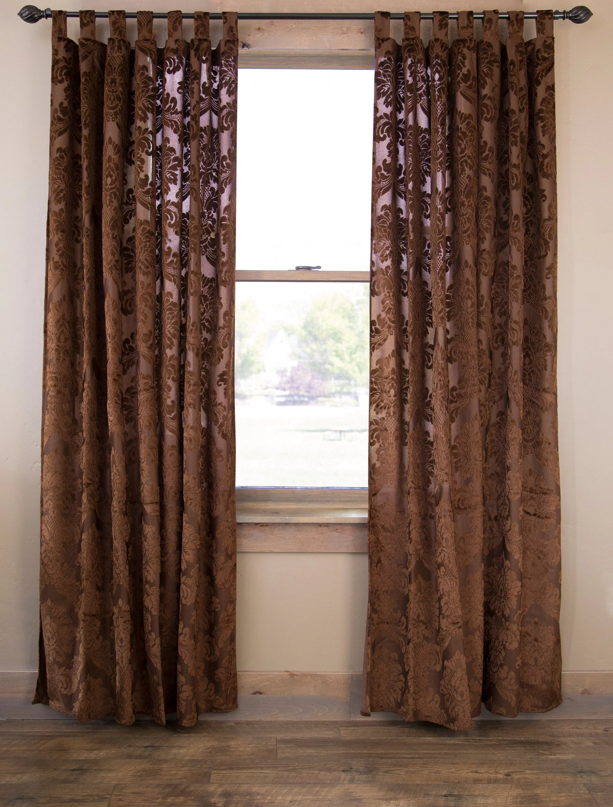 Carstens Gold Rush Brown Sheer Curtain Panels (Set of 2)
