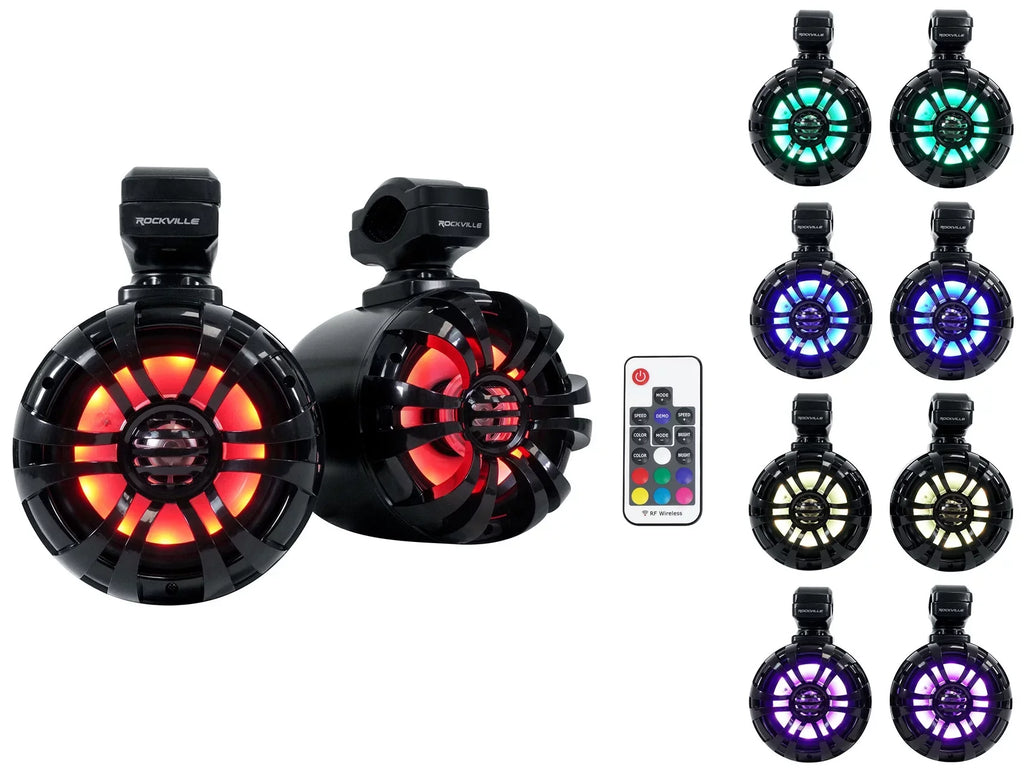 (2) Memphis Audio GEN65FE Pods+LED Tower Speakers+Amp For 2016+ Polaris General