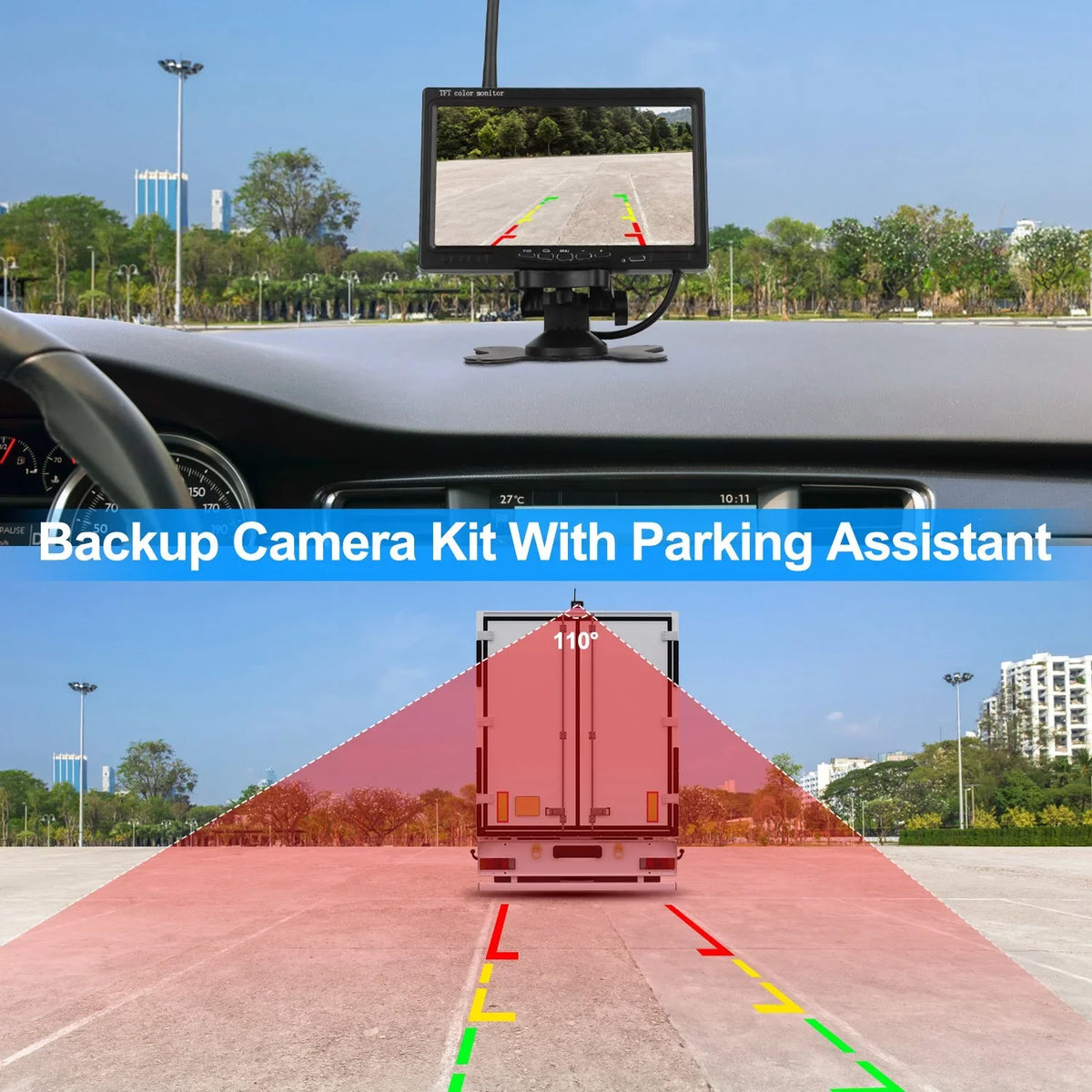 Wireless Car Backup Camera, iMountek Car Parking Reverse System with 7In Screen Night Vision 2.4G Stable Signal for Car Trunk Van SUV