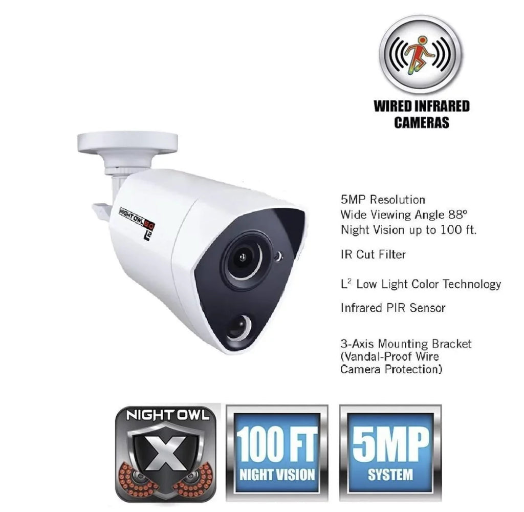 Open Box Night Owl CM-PXHD50NW-BU-JF 5MP Bullet Wired Infrared Security Camera White