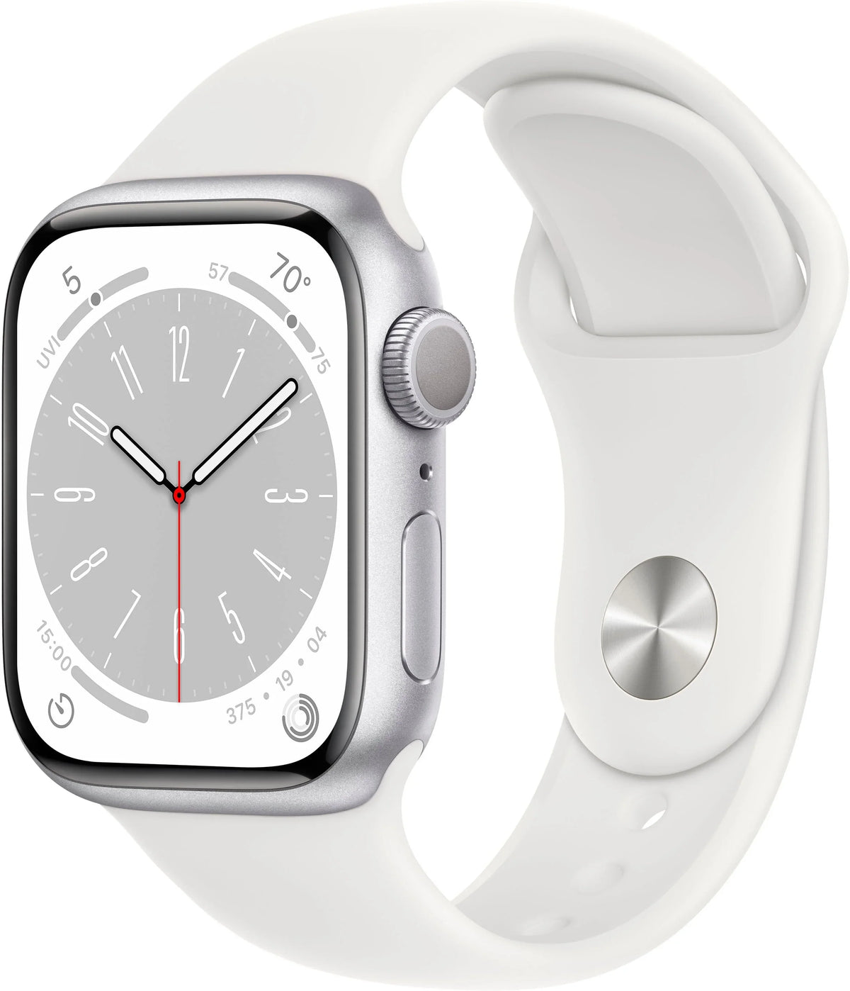 Restored  Watch Gen 8 Series 8 41mm Silver Aluminum - White Sport Band MP6M3LL/A (Refurbished)
