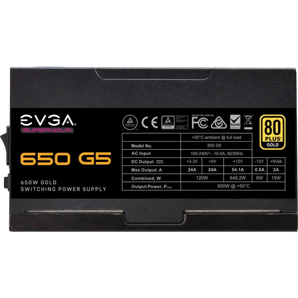 EVGA SuperNOVA 650 G5, 80 Plus Gold 650W, Fully Modular, Eco Mode with FDB Fan, 10 Year Warranty, Includes Power ON Self Tester, Compact 150mm Size, Power Supply 220-G5-0650-X1