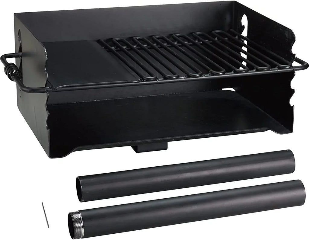 CBP-247 Jumbo Park Style Heavy Duty Steel Outdoor BBQ Charcoal Grill with Cooking Grate and 2 Piece Post for Camping and Backyards, ebony