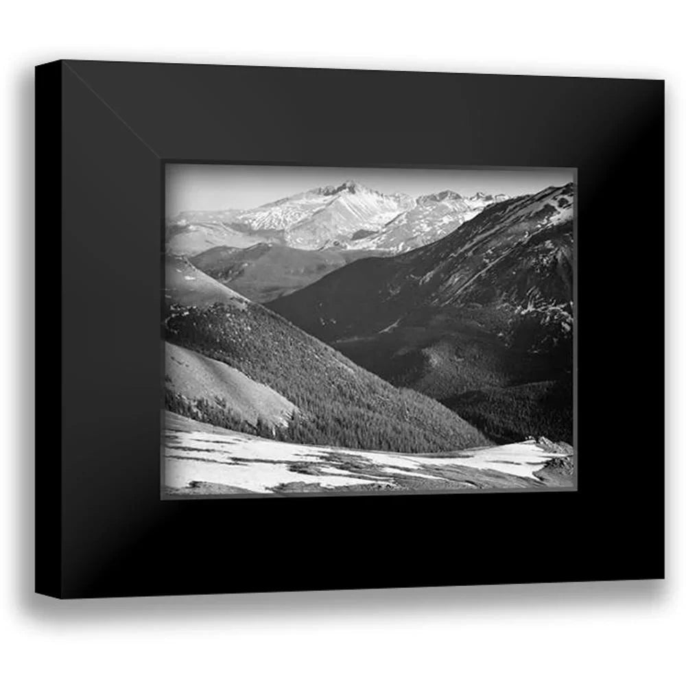 1941-1942. Adams, Ansel 14x12 ebony Modern Framed Museum Art Print Titled - Longs Peak in Rocky Mountain National Park, Colorado, ca