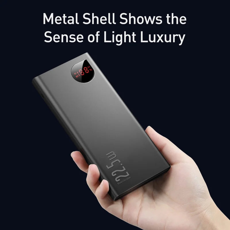 Baseus Portable Charger 10000mAh Power Bank 22.5W Fast Charging Battery Pack with Dual USB Ports, charcoal