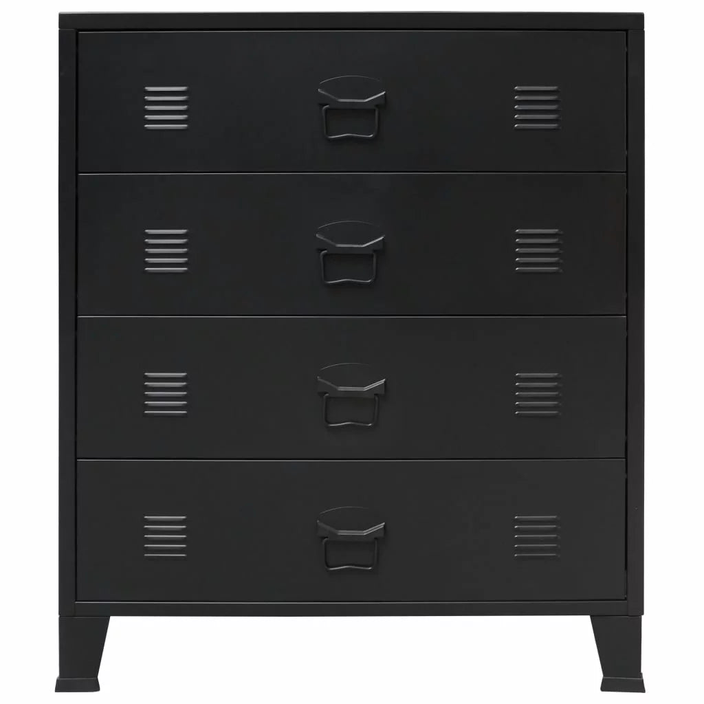 Anself Industrial Style 4 Drawer Dresser Storage Chest with Handles Metal End Side Cabinet Bedroom Living Room Entryway Hallway Furniture Decor 30.7 x 15.7 x 36.6 Inches (W x D x H) charcoal