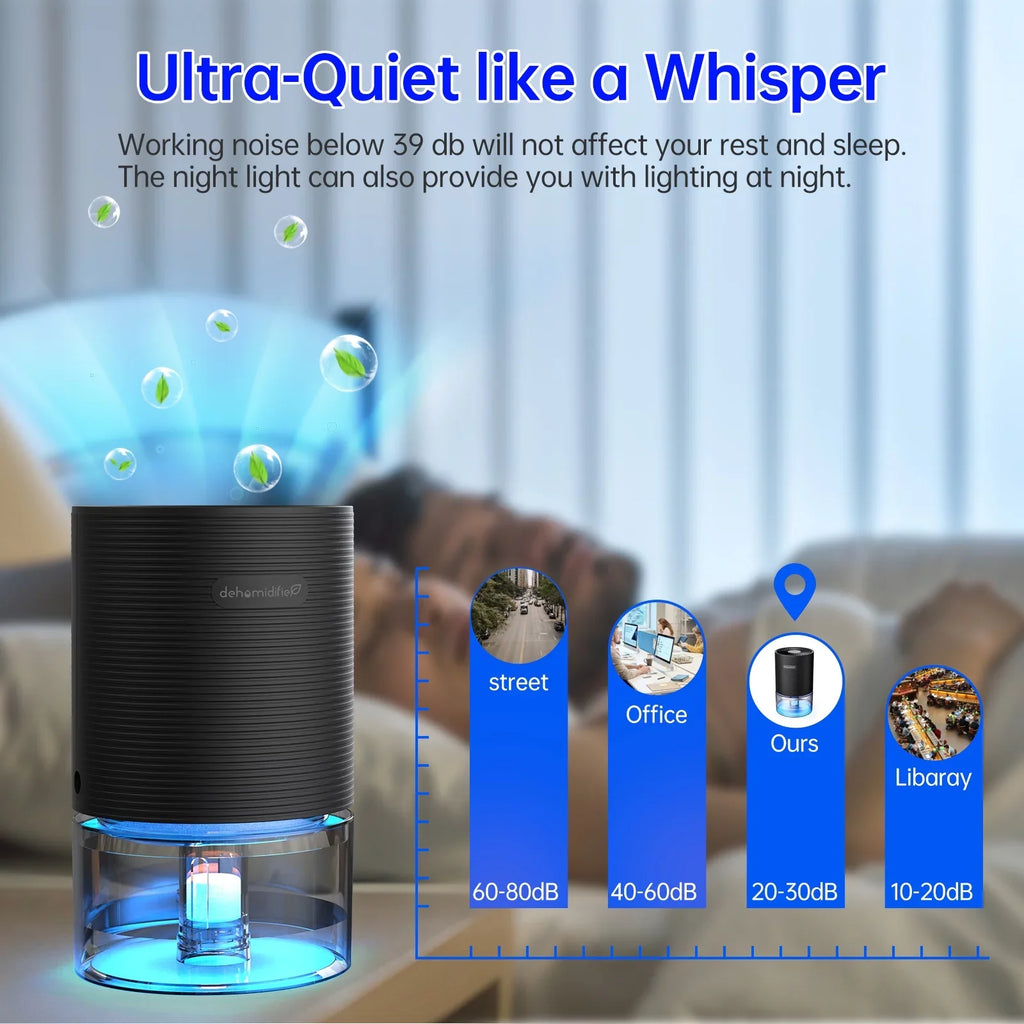 Alrocket Small Dehumidifiers for Bedroom 27oz with Auto-off,7 Colors LED Light up to 215 sq.ft-charcoal