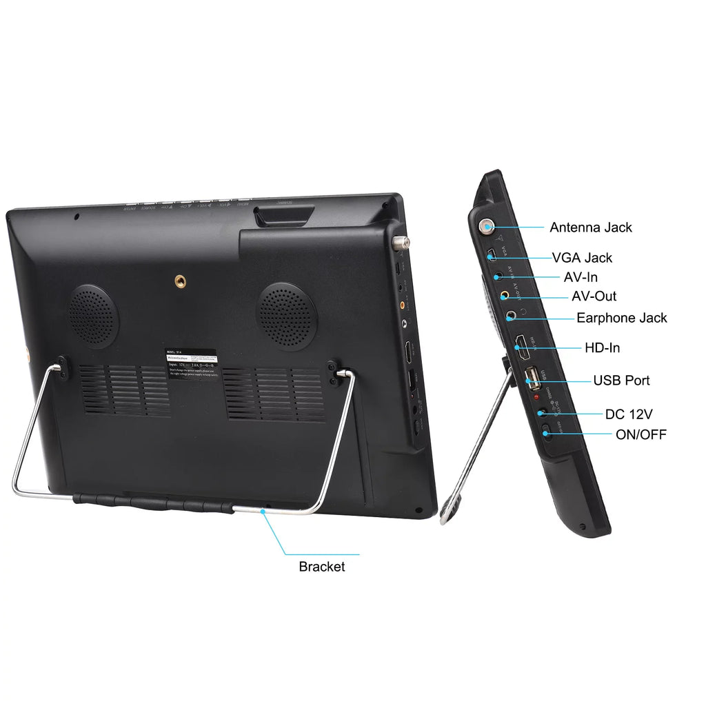 LEADSTAR D14 14-25mm ATSC Digital TV Player Portable TV Car Television Player Card U Disk Playback with Remote Control