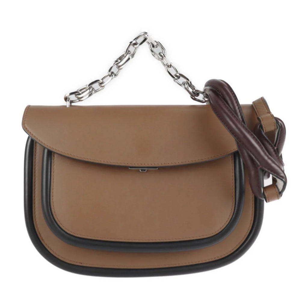 Pre-Owned MARNI Maruni shoulder bag SBMPZ12Q01 leather brown ebony 2WAY 3WAY handbag messenger shopping tote chain (Good)