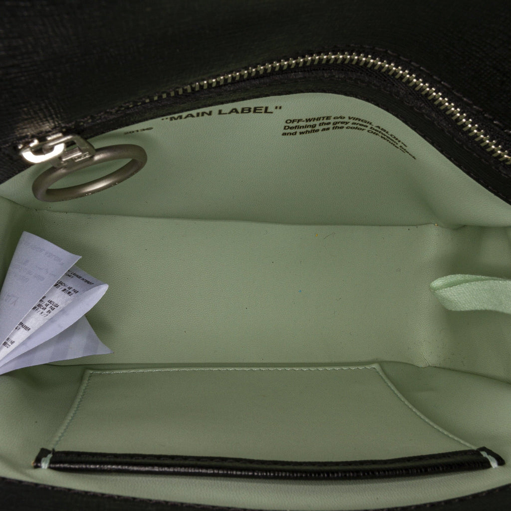 Pre-Owned Authenticated Off-White Binder Clip Crossbody Bag Calf Leather charcoal Unisex (Good)