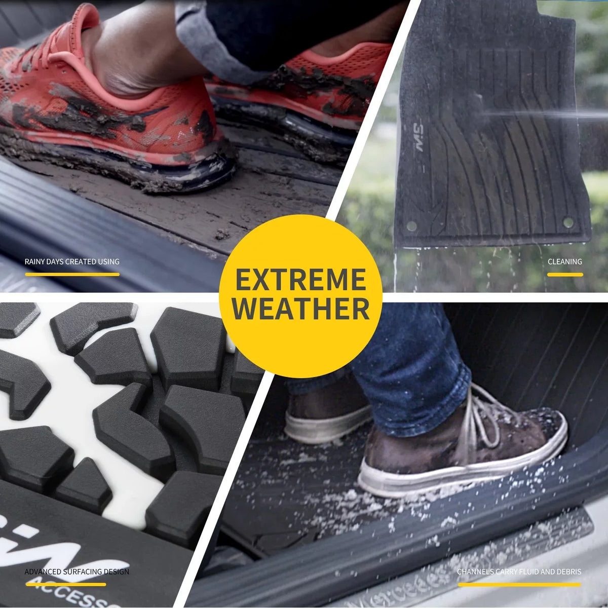 3W Floor Mats for Dodge Ram 2019 2020 (NOT for Storage Under Rear Seat) - Full Set All Weather Ram 1500 Crew Cab Carpet with Non-Toxic TPE 1st & 2nd Row for Bucket Seating, charcoal
