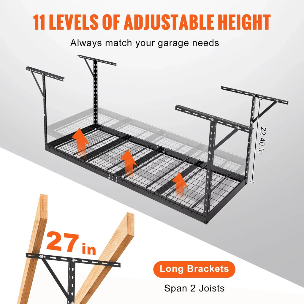 SKYSHALO Overhead Adjustable Garage Storage Stand 36x96in Ceiling Stand 600lb charcoal