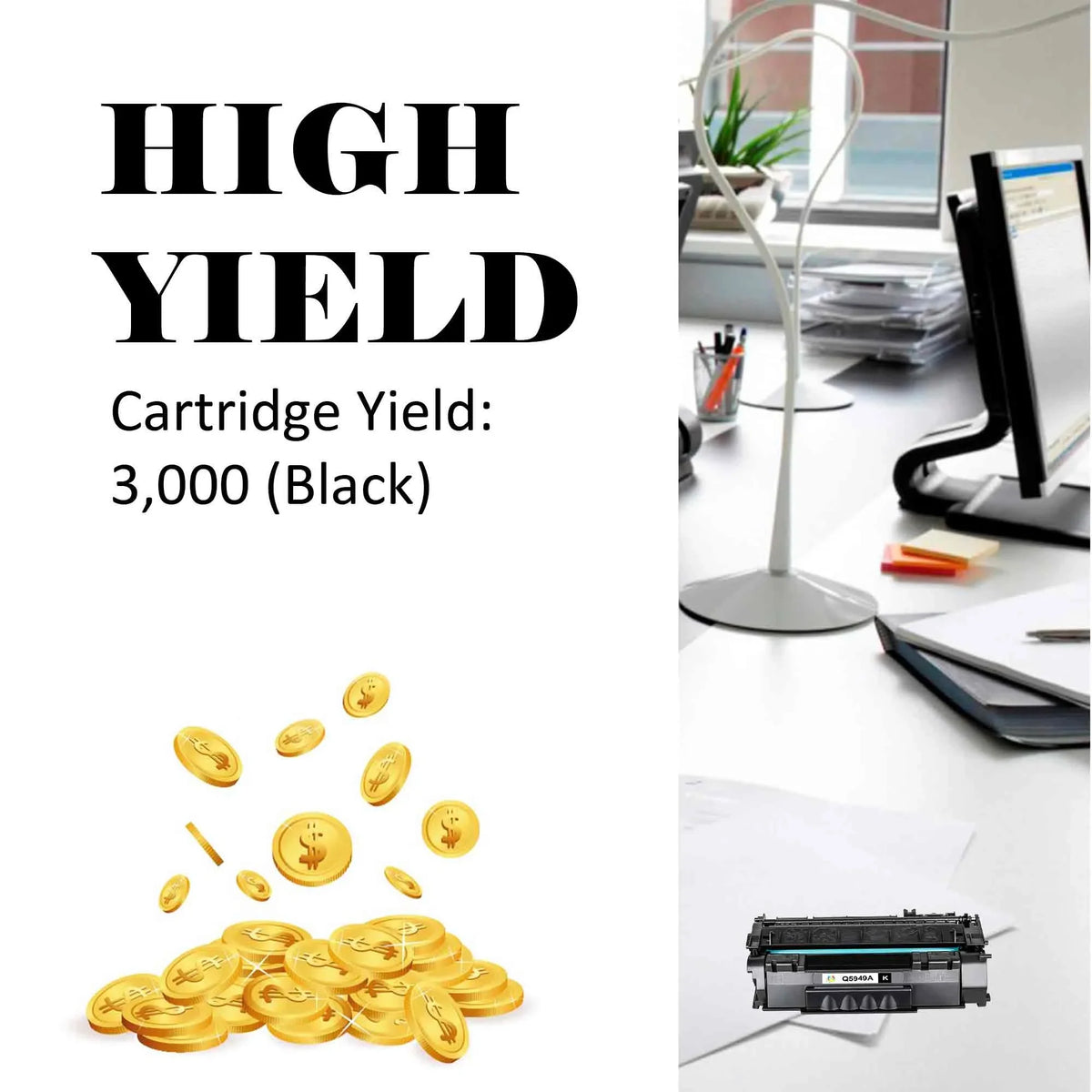 Toner H-Party Q5949A 49A 49a toner Compatible Toner Cartridge for  P2014 P2014n P2015 P2015d 1320 1320n 1320tn 1320nw Printer (dark，1 Pack，3000 Pages)