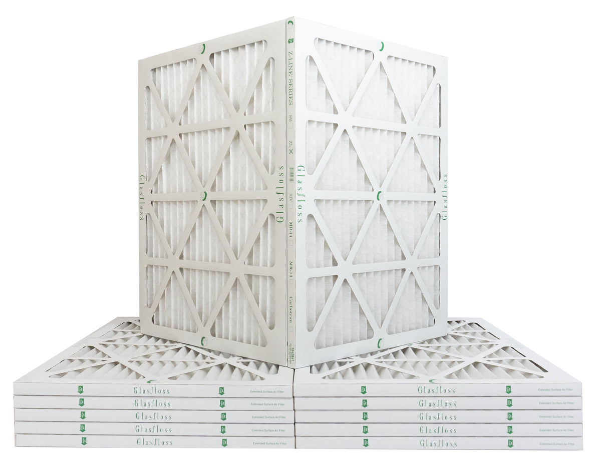 Glasfloss 16x20x1 - MERV 10 -Qty:12 - Furnace Air Filter - Made in USA (Actual Size: 15.5 x 19.5x7/8 1 inch)
