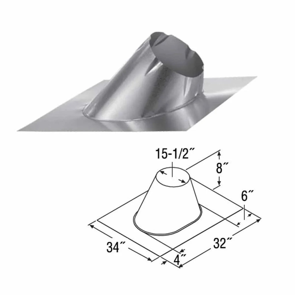 M & G Duravent 12DT-F6 12 25mm  Duratech Flashing  Galvanize  0/12-6/12 Pitch  Storm Collar Not Included
