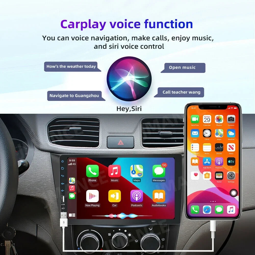 JMANCE MP5  Carplay Android Auto Car Audio GPS 9" Single Din FM Radio with Camera