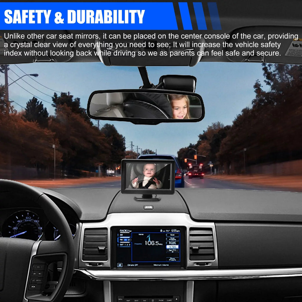 Car Back Seat Camera, EEEkit 12V Baby Car Mirror with 4.3-25mm HD Screen, Night Vision, 120° Wide Crystal Clear View, Rear Facing Safety Car Seat Mirror Camera Observe the Baby's Every Move, charcoal