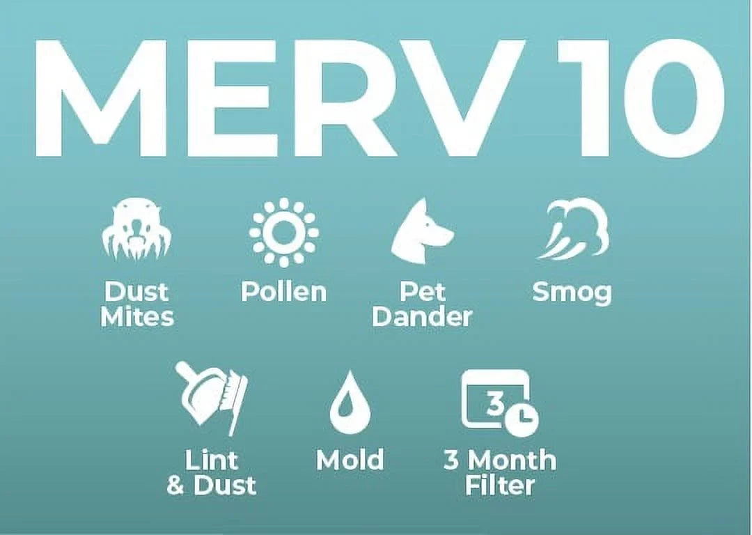 Actual Size: 11-1/2 x 24-1/2 x 7/9. 6 Pack of 12x25x1 MERV 10 Pleated Air Filters by Glasfloss