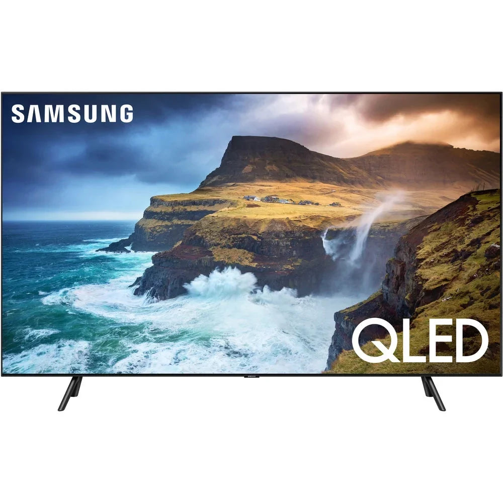QN65Q70RAFXZA 65 inch Q70 QLED Smart 4K UHD TV 2019 Model Bundle with 60W Soundbar with Subwoofer, 2x HDMI Cable, 6-Outlet Surge Adapter, Flat Wall Mount Kit and Screen Cleaner