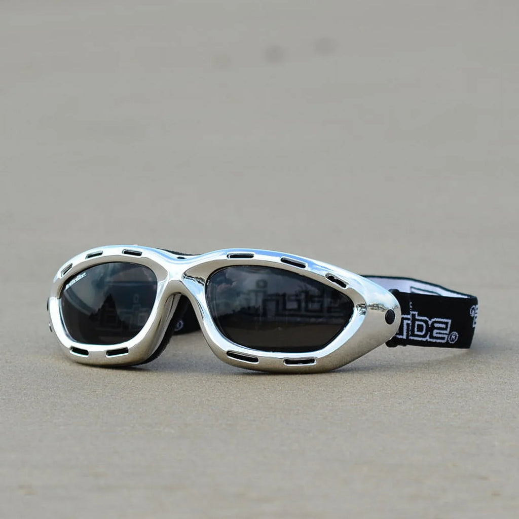 Vented Floating Jet Ski Goggles |  Chrome Silver Frame / Smoke Tint Lens | Jettribe Classic Series | Adult Size