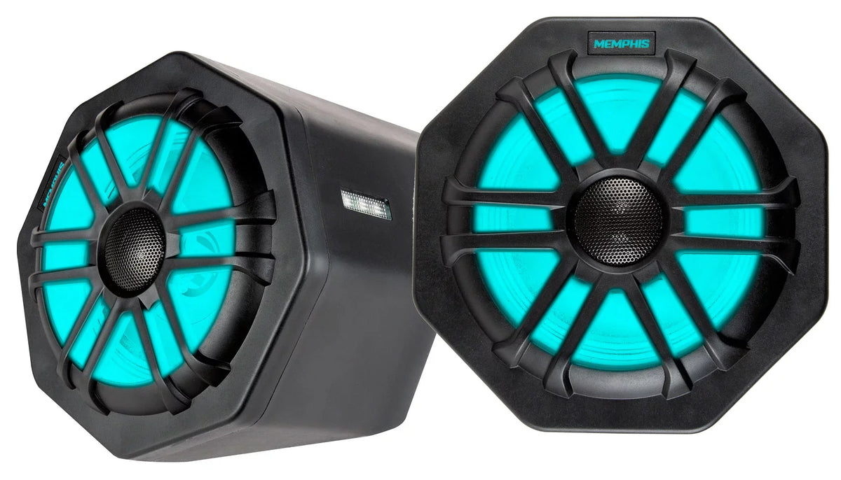 (2) Memphis Audio GEN65FE Pods+LED Tower Speakers+Amp For 2016+ Polaris General