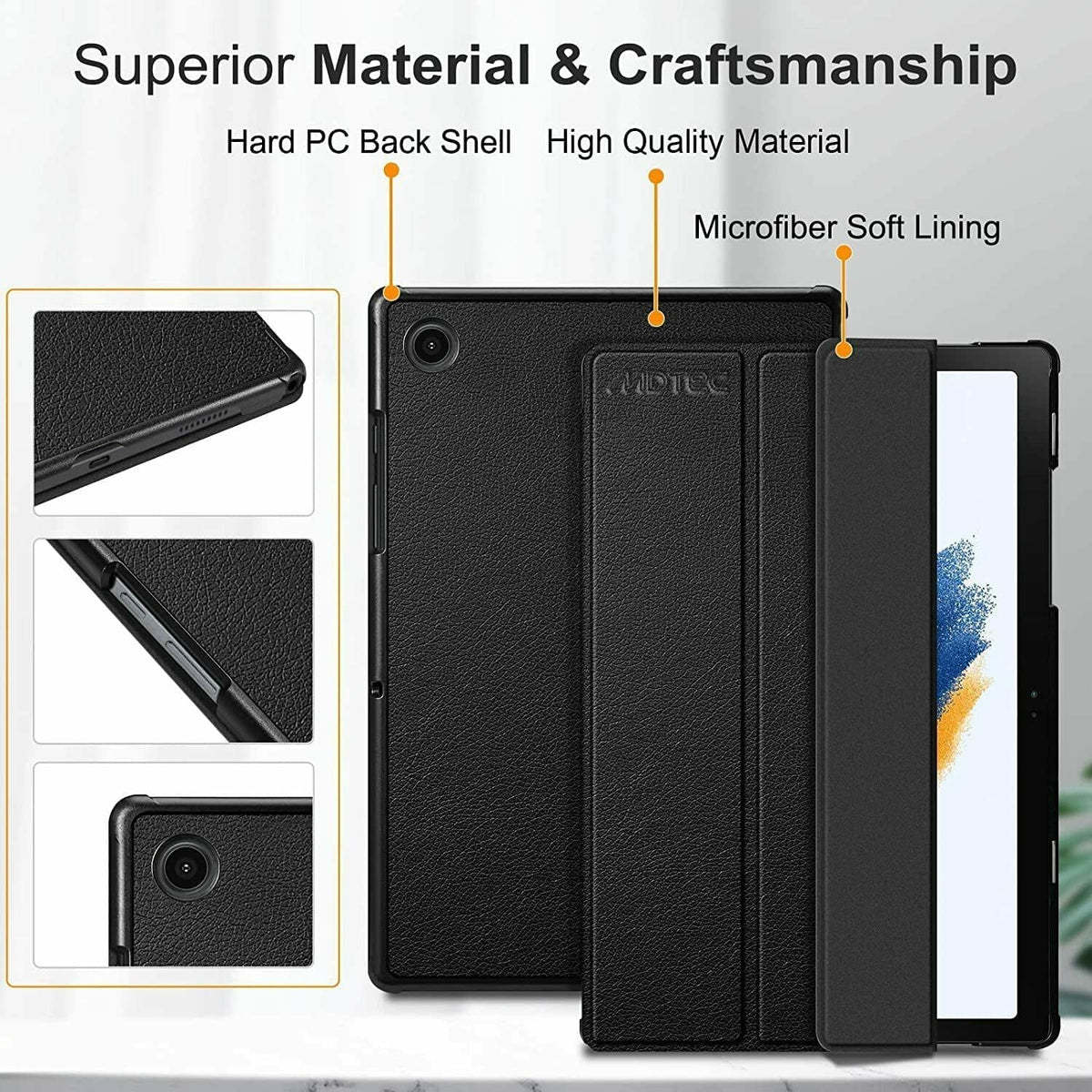 Galaxy Tab A8 Tablet 10.5 inch with Hard Case 32GB and 64GB MicroSD Card Wi Fi International Gray