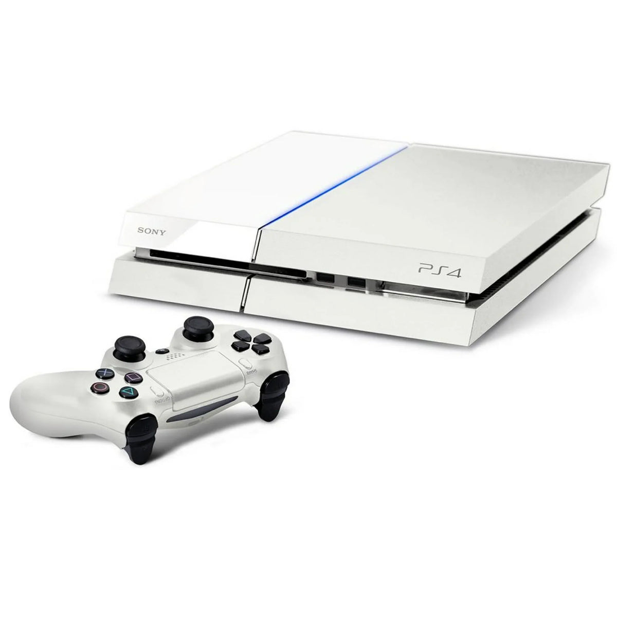 Pre-Owned  PlayStation 4 500GB Gaming Console White Headset 2 Controller with BOLT AXTION Cleaning Kit Bundle (Refurbished: Like New)