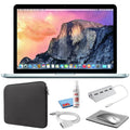 MacBook Pro 13-1 inch (i5 2.9GHz, 512GB SSD) (Early 2015, MF841LL/A) - Silver Bundle with charcoal Zipper Sleeve + Laptop Starter Kit + Cleaning Kit (Refurbished)