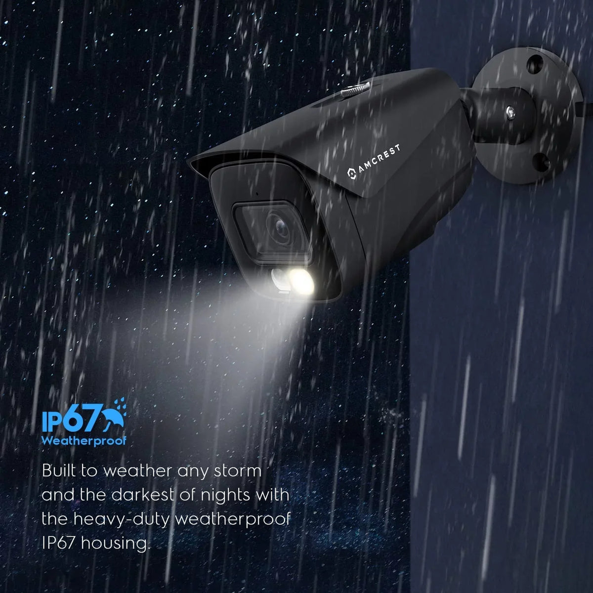 Amcrest 4K IP PoE AI Camera UltraHD 8MP Security Outdoor Camera, FOV 129°, 49ft Color Nightvision, Human & Vehicle Detection, IP67 Weatherproof, 4K (3840x2160) @15fps, dark, IP8M-2796EB-AI