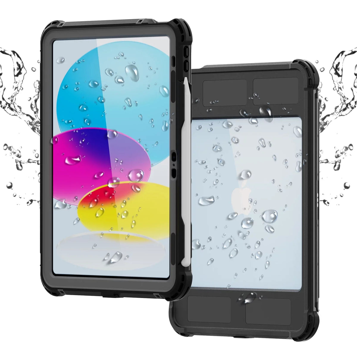 K-Lion Rugged Waterproof Case for iPad 10th Genetation 10.9" (2022) IP68 Underwater with Screen Protector Swivel Bracket Kickstand Pencil Holder Carrying Strap Shockproof Dustproof Protective Case