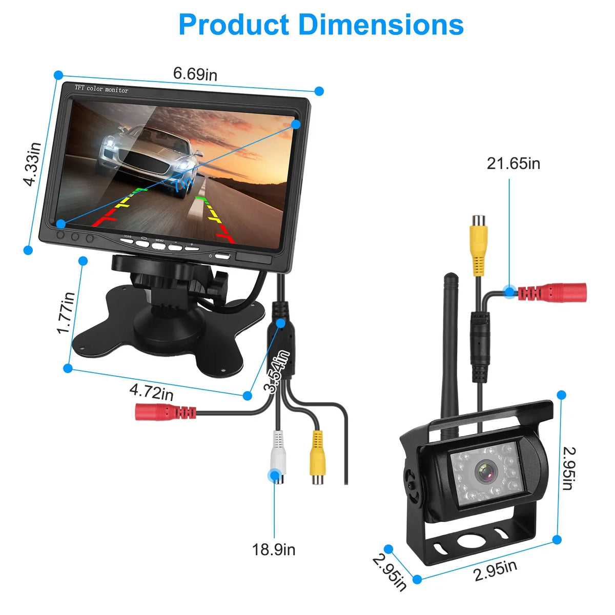 Wireless Car Backup Camera, iMountek Car Parking Reverse System with 7In Screen Night Vision 2.4G Stable Signal for Car Trunk Van SUV